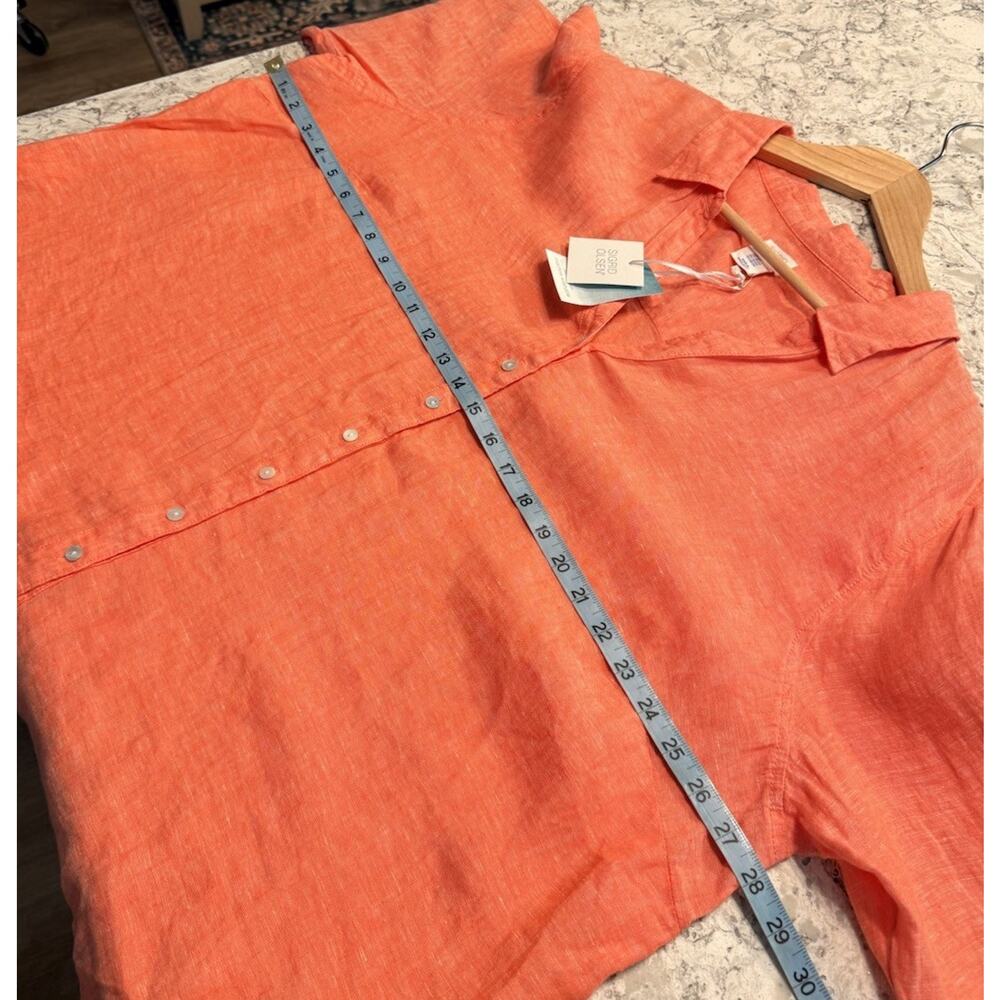 Sigrid Olsen Linen Blouse Plus Size 3X NWT Roll Tab Sleeve Button Front - Picture 9 of 10